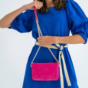 Sarah Crossbody - Hot Pink Suede