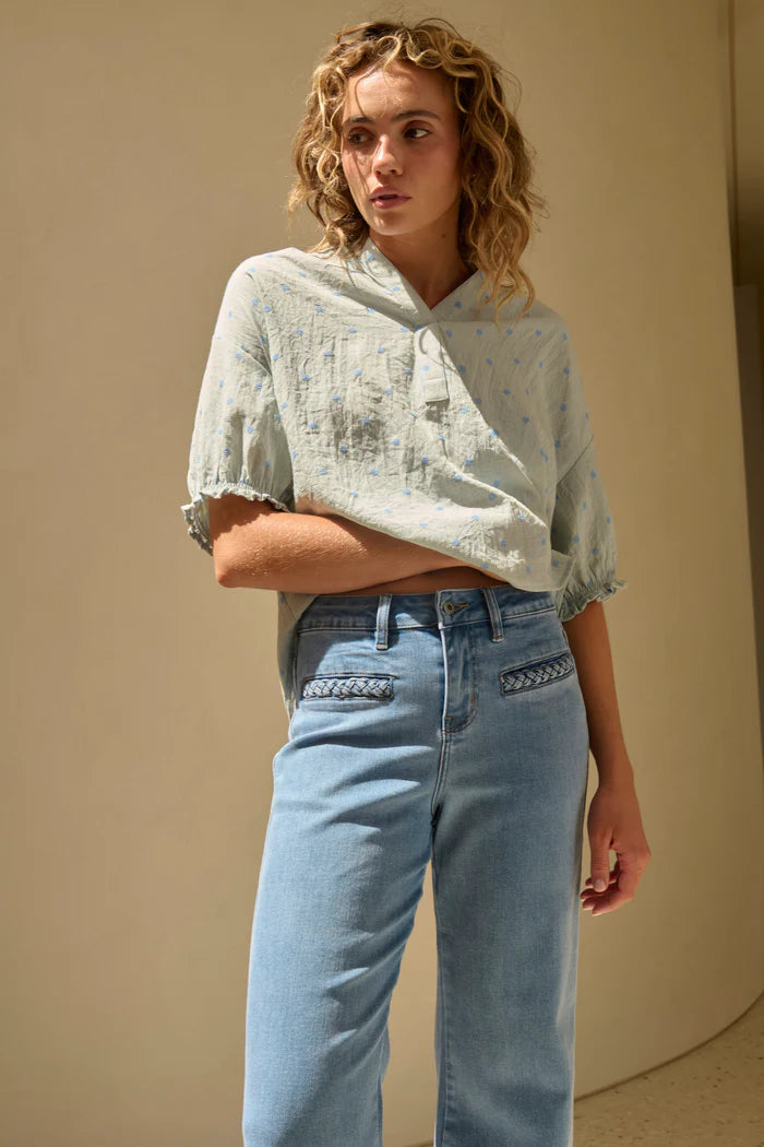 Freya Jean Plaited pocket - 70's Blue