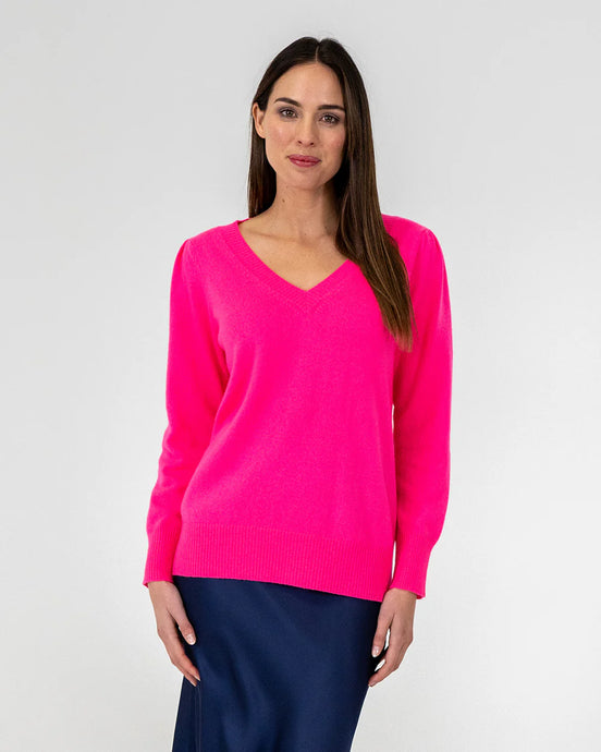 Kate V Neck Knit - Dayglo