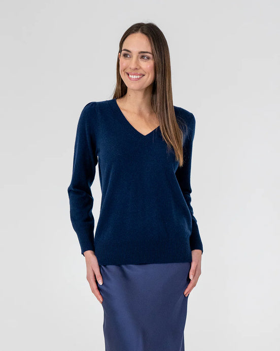 Kate V Neck Knit - Navy