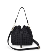 Load image into Gallery viewer, Box Weave Bucket Bag - Black Microsuede