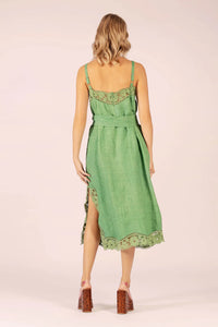 Lido Linen & Lace Maxi Dress - Emerald