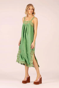 Lido Linen & Lace Maxi Dress - Emerald