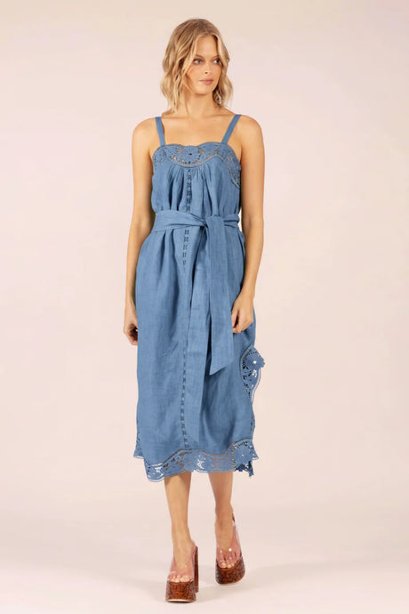 Lido Linen & Lace Maxi Dress - Cornflower