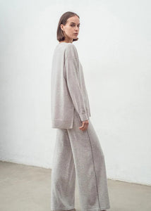 AC N184W Hi Low Slouch Crew Knit - Shell Lead