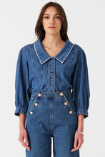 Load image into Gallery viewer, Talia Collared Denim Top - Pasadena