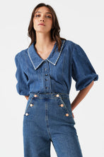 Load image into Gallery viewer, Talia Collared Denim Top - Pasadena