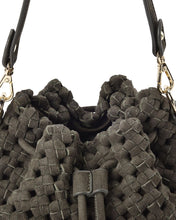 Load image into Gallery viewer, Box Weave Bucket Bag - Khaki Microsuede