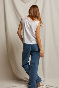 Margot V Neck Tank Top - White