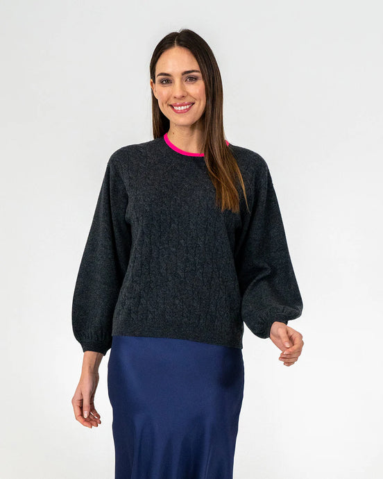 Contrast Marcella Knit - Charcoal / Dayglo