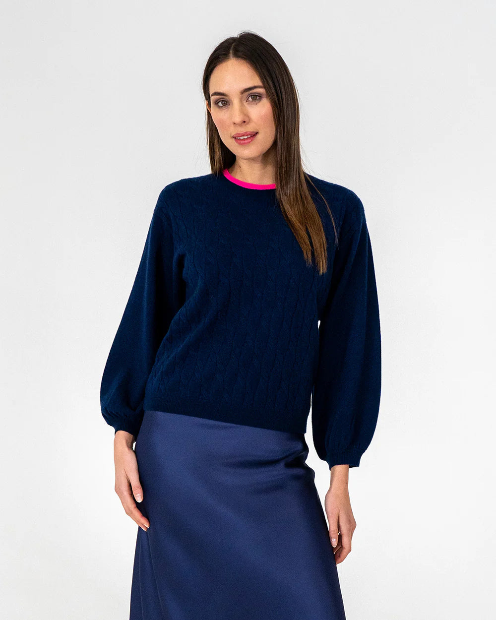 Contrast Marcella Knit - Navy / Dayglo
