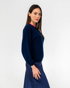 Contrast Marcella Knit - Navy / Dayglo