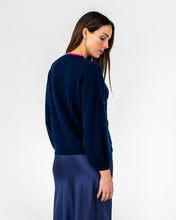Load image into Gallery viewer, Contrast Marcella Knit - Navy / Dayglo