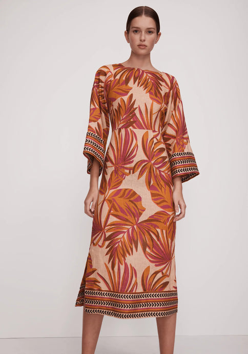 Etoile Linen Midi Dress - Print