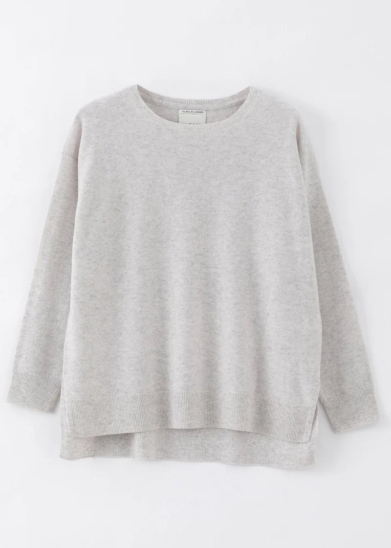 AC N184W Hi Low Slouch Crew Knit - Shell Lead