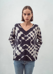 N.29 Cashmere blend Oversized V Neck - White Lines