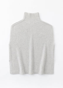 N.329 Cashmere blend Chunky Ribbed SL Polo - Frost