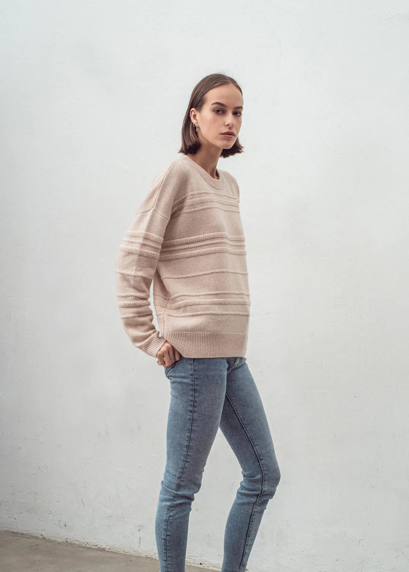 N.330 Cashmere blend Loopy Oversized Crew Neck - Shell Beige