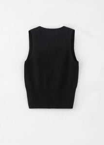 N.35  Cashmere Low V Tank - Black
