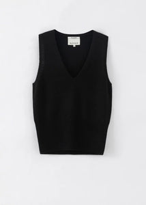 N.35  Cashmere Low V Tank - Black