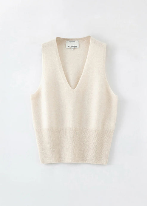 N.35  Cashmere Low V Tank - Pearl Shell