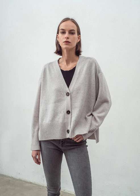 N99  Cashmere blend Oversized Cardigan - Frost