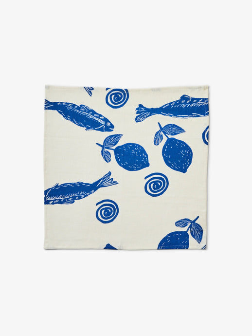 Napkins - Sardines Blue Linen (Set of 4)