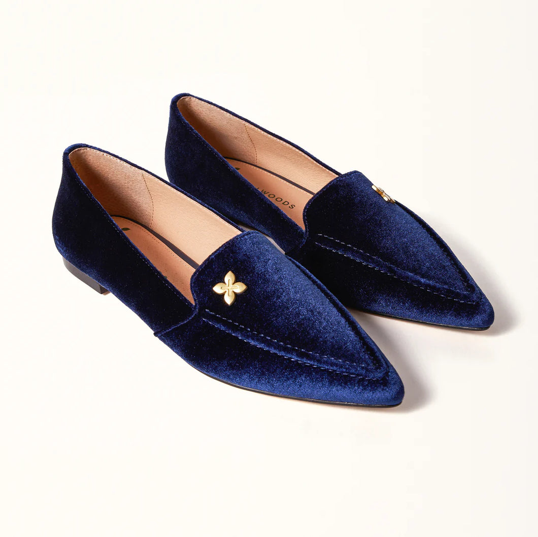 Poplar Pointed Flat - Navy Velvet