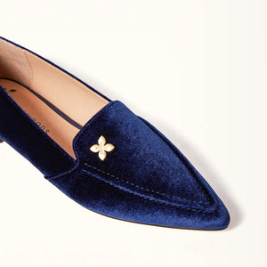 Poplar Pointed Flat - Navy Velvet