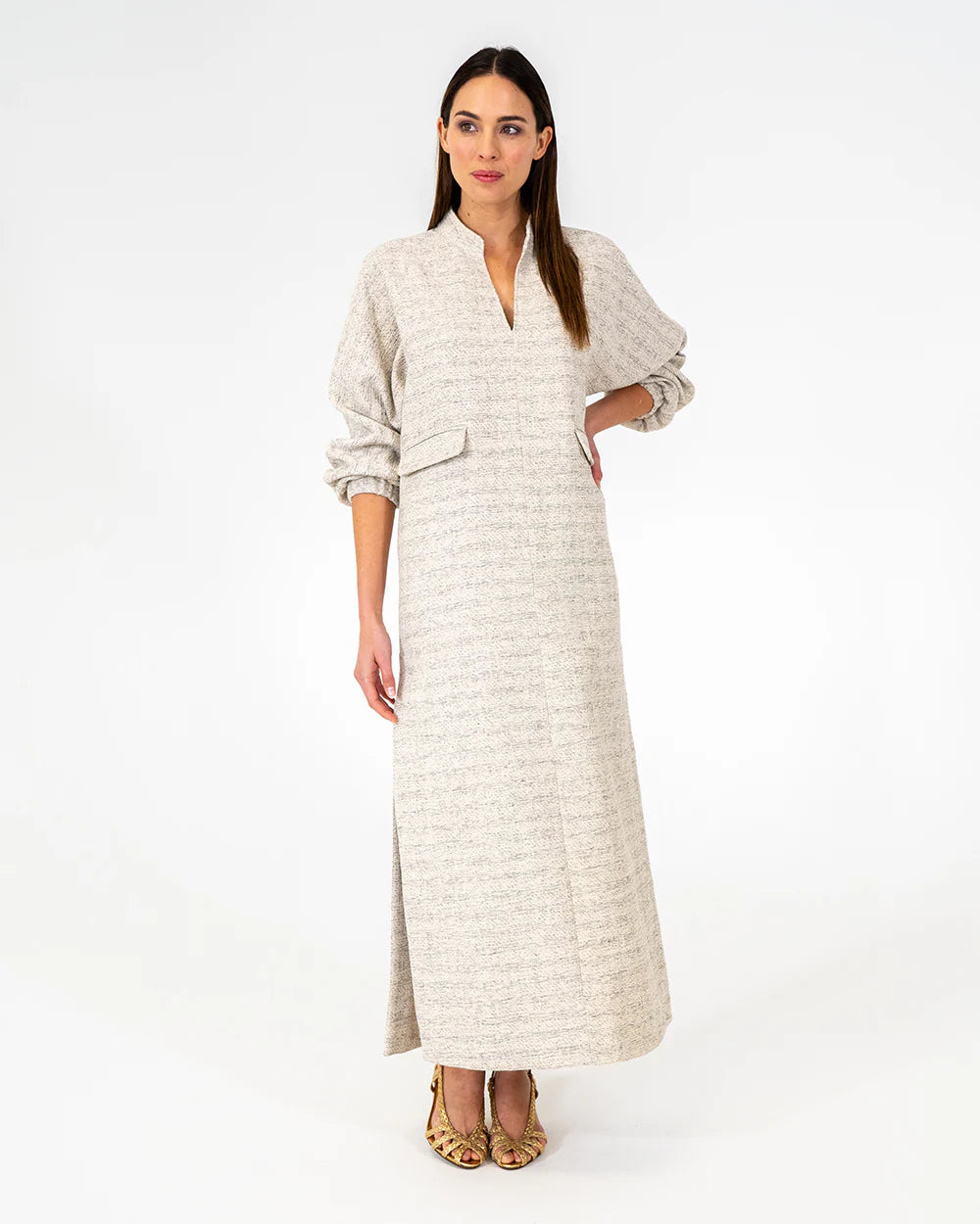 Neville Maxi Dress - Metallic Tweed