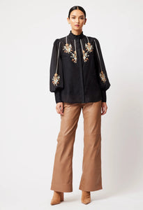 Florence Embroidered Shirt- Black