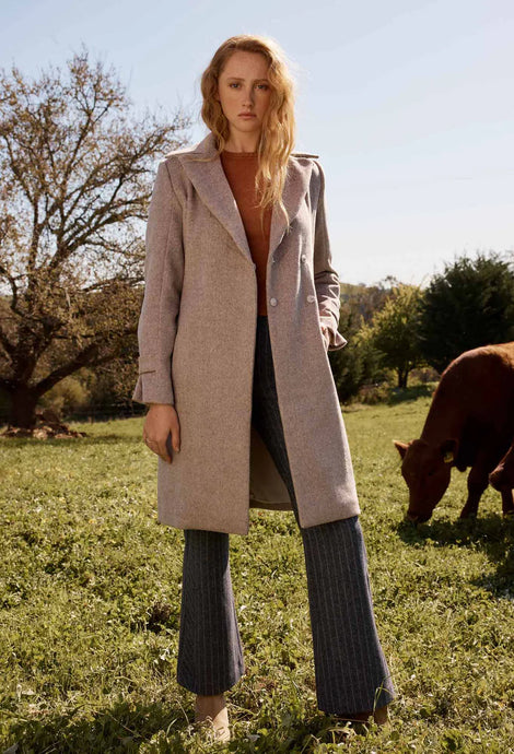 Sutton Wool Blend Double Breasted Coat - Oat