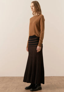 Gizelle Lurex Pleat Skirt - Black / Copper