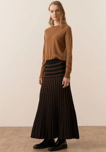 Gizelle Lurex Pleat Skirt - Black / Copper