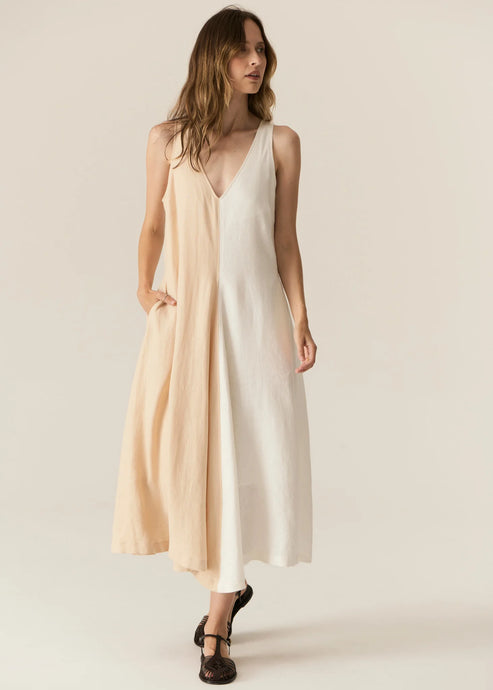 Saga Two Tone Dress - Butter/Ivory