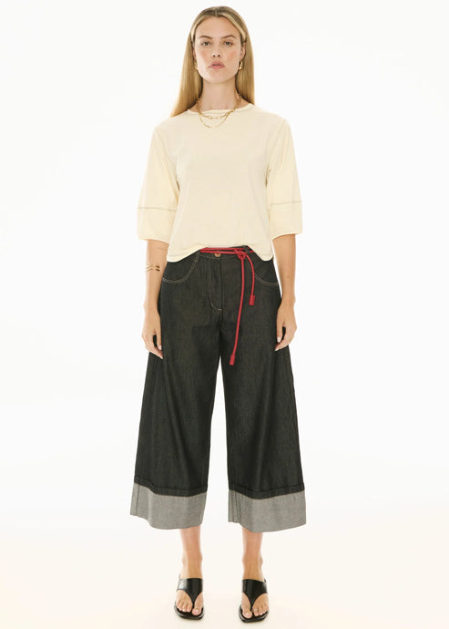 Harlyn Topstitched Tee - Ivory