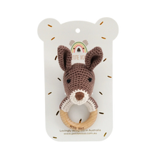 Load image into Gallery viewer, 100% Cotton Crochet Ring Rattle - Kangaroo