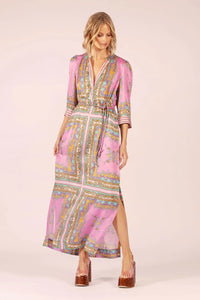 Mary Maxi Silk Dress - Aria Pink/Blue