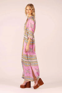 Mary Maxi Silk Dress - Aria Pink/Blue