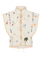 Load image into Gallery viewer, Vacay All Day Scallop Tie Top- Pearl