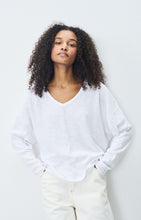 Load image into Gallery viewer, Sanoma Long Sleeve V-neck T-shirt- White