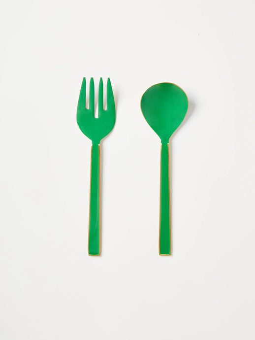Enamel Emerald Salad Servers
