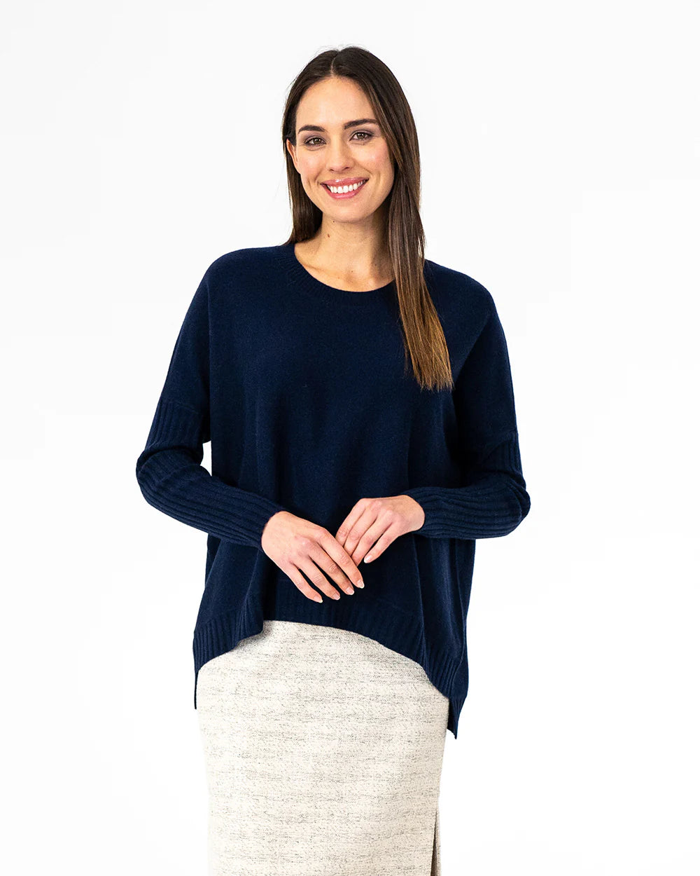 Sadie Crew Neck Knit - Navy