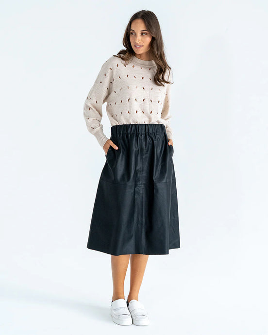 Elda Faux Leather Skirt- Black