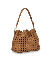 Load image into Gallery viewer, Box Weave Bucket Bag - Tan Microsuede