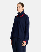 Load image into Gallery viewer, Sinead Roll Neck Knit - Navy w/ Rough Trim