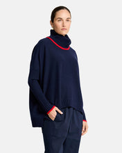 Load image into Gallery viewer, Sinead Roll Neck Knit - Navy w/ Rough Trim