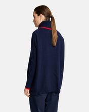 Load image into Gallery viewer, Sinead Roll Neck Knit - Navy w/ Rough Trim