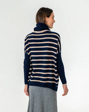 Load image into Gallery viewer, Sinead Roll Neck Knit - Navy/ Quinoa Stripe