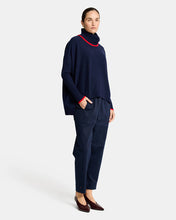 Load image into Gallery viewer, Sinead Roll Neck Knit - Navy w/ Rough Trim